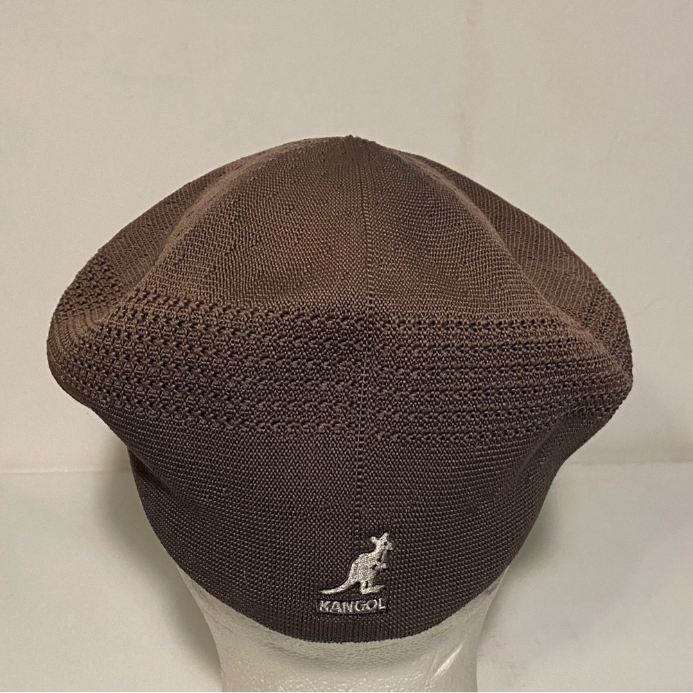 Kangol Brown Knit Beret with Embroidered Logo